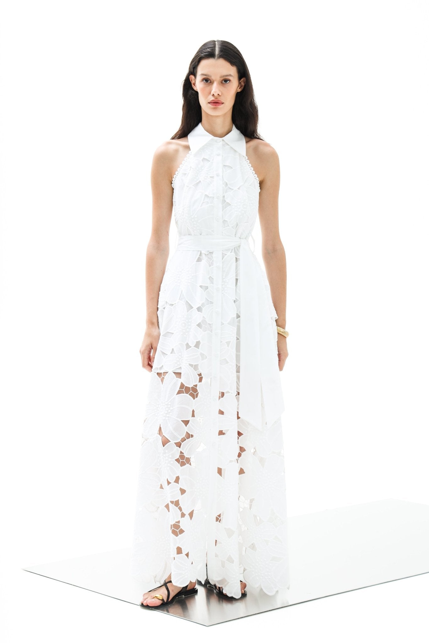 Shirt Dress Iris Petunia Long Lace Althea White| فستان نسائي