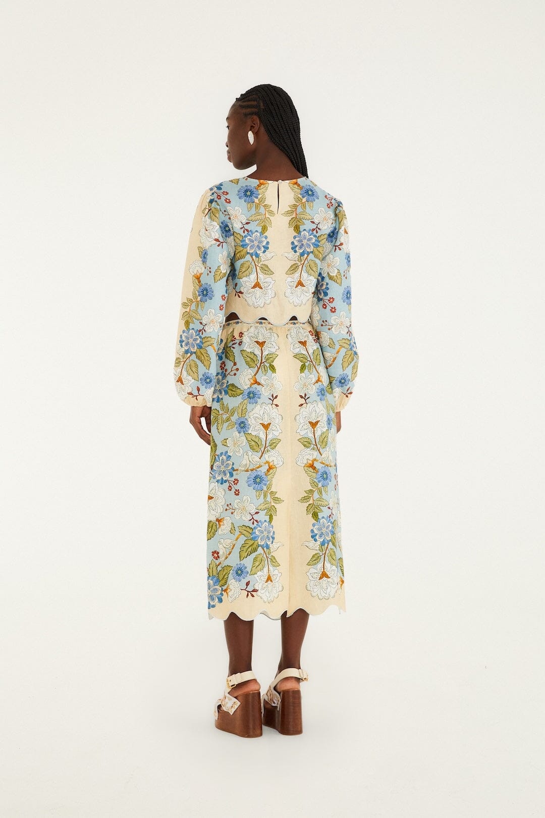 Cream Garden Scarf Midi Skirt