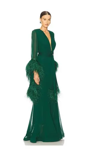 Geisha V-neck Gown - Green