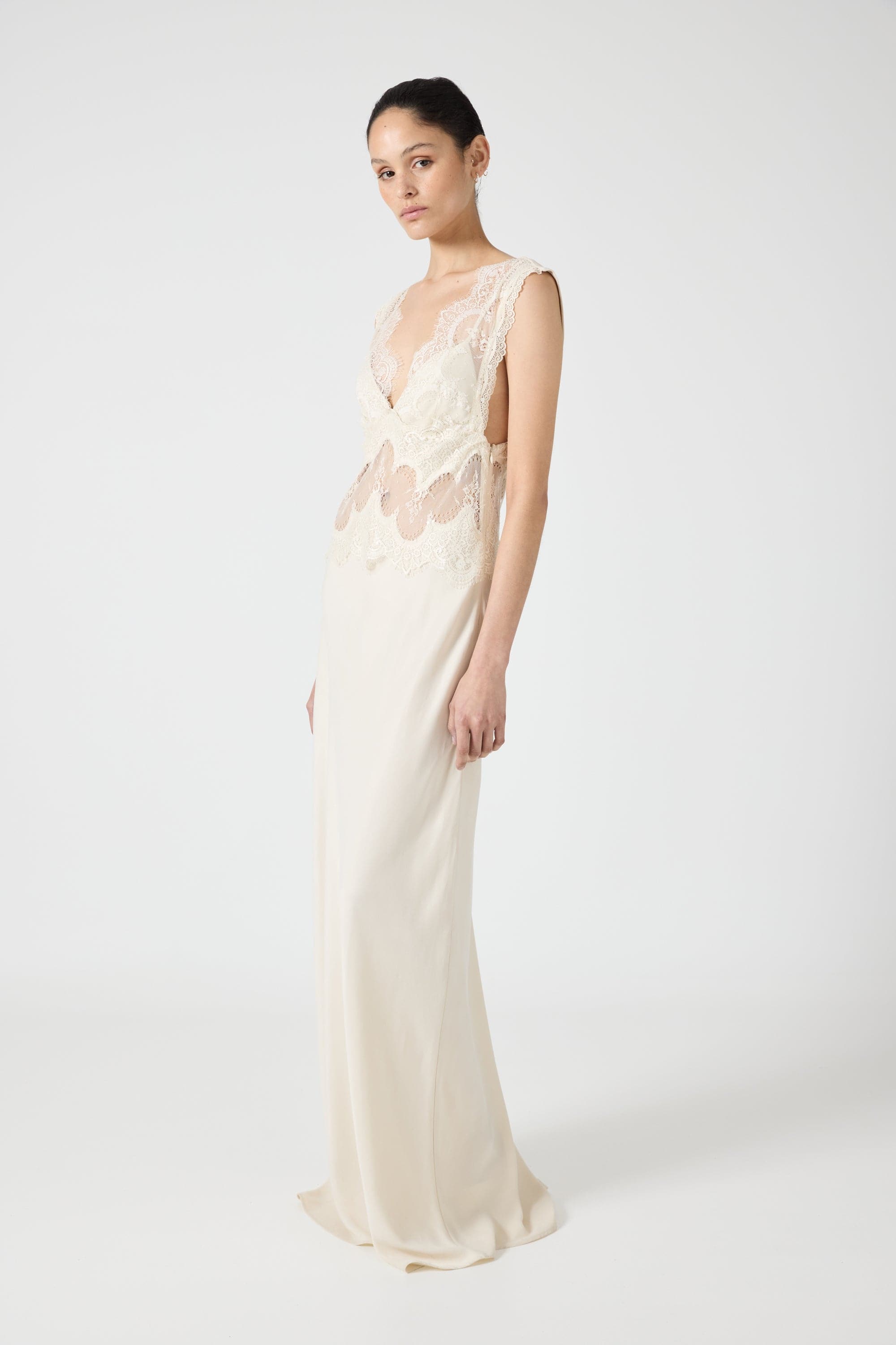 Visions Lace Floor Length Dress