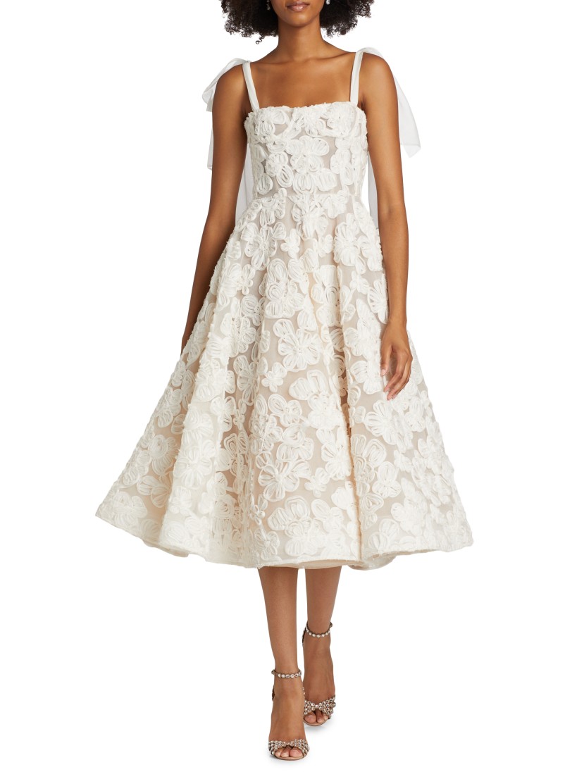 Sabrina Embroidered A-Line Midi-Dress