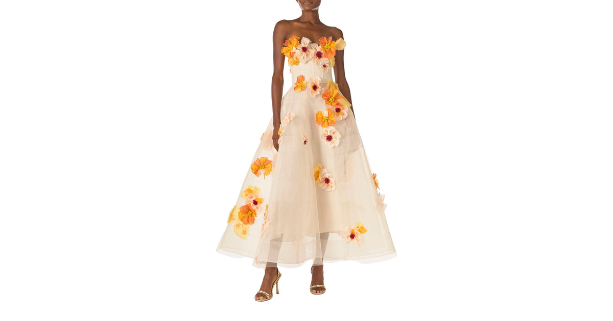 Poppy Embroidered Tea-Length Dress