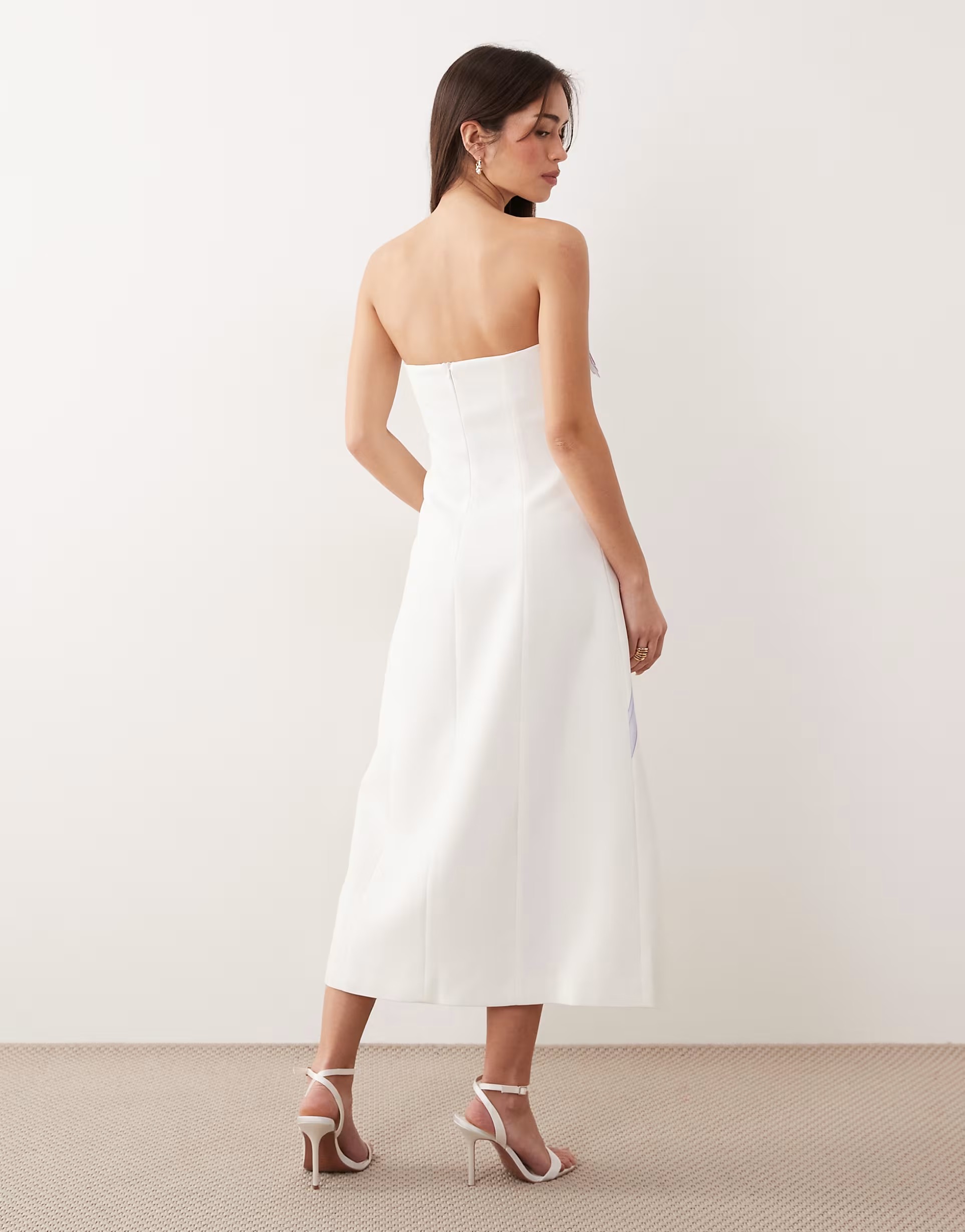 White Midi Dress With Purple Iris Art
