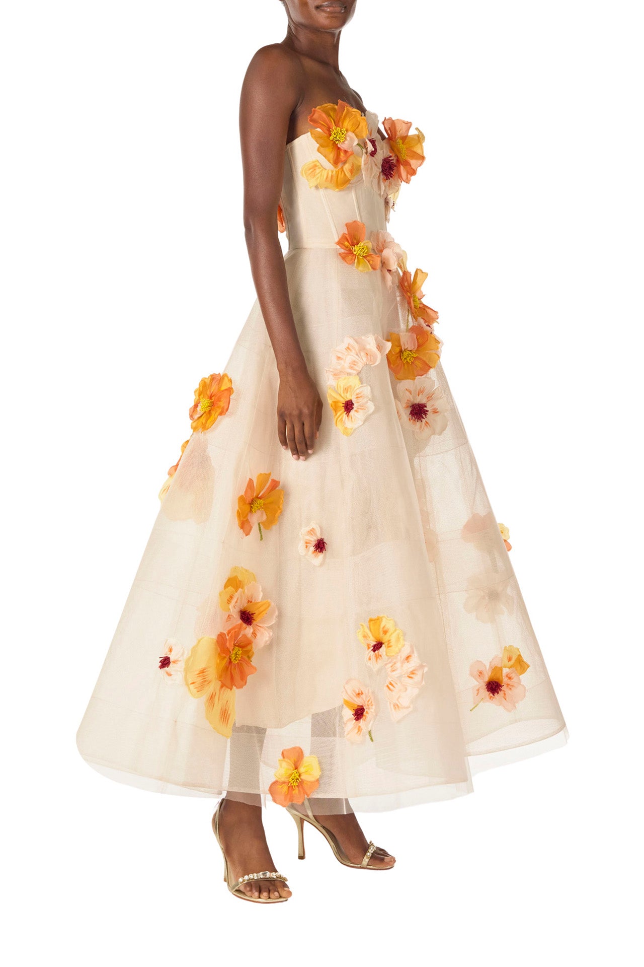 Poppy Embroidered Tea-Length Dress