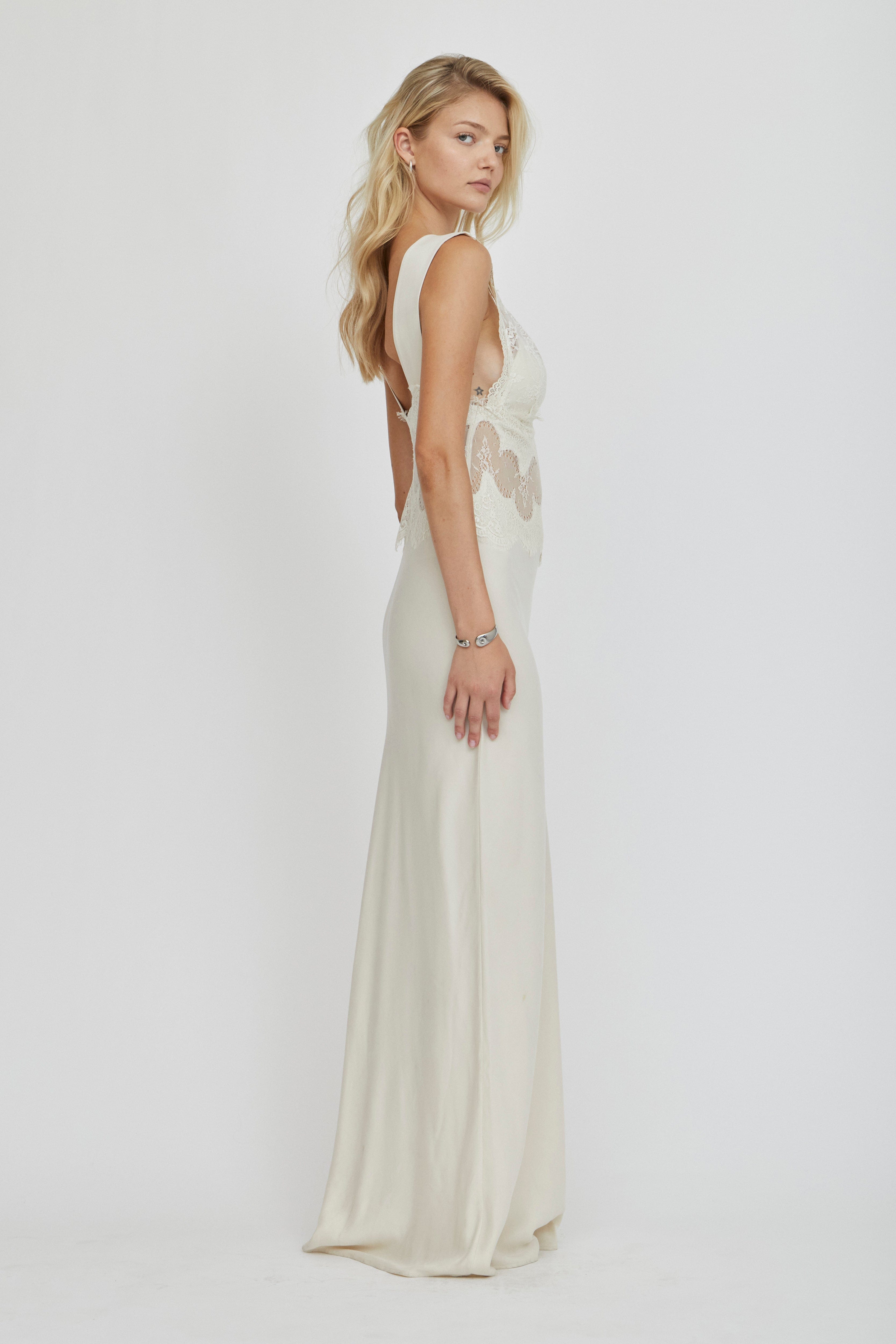 Visions Lace Floor Length Dress