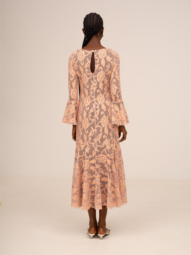 Pink Jester Embroidery Midi Dress - XS