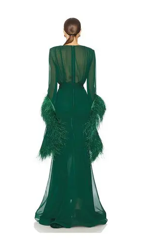 Geisha V-neck Gown - Green