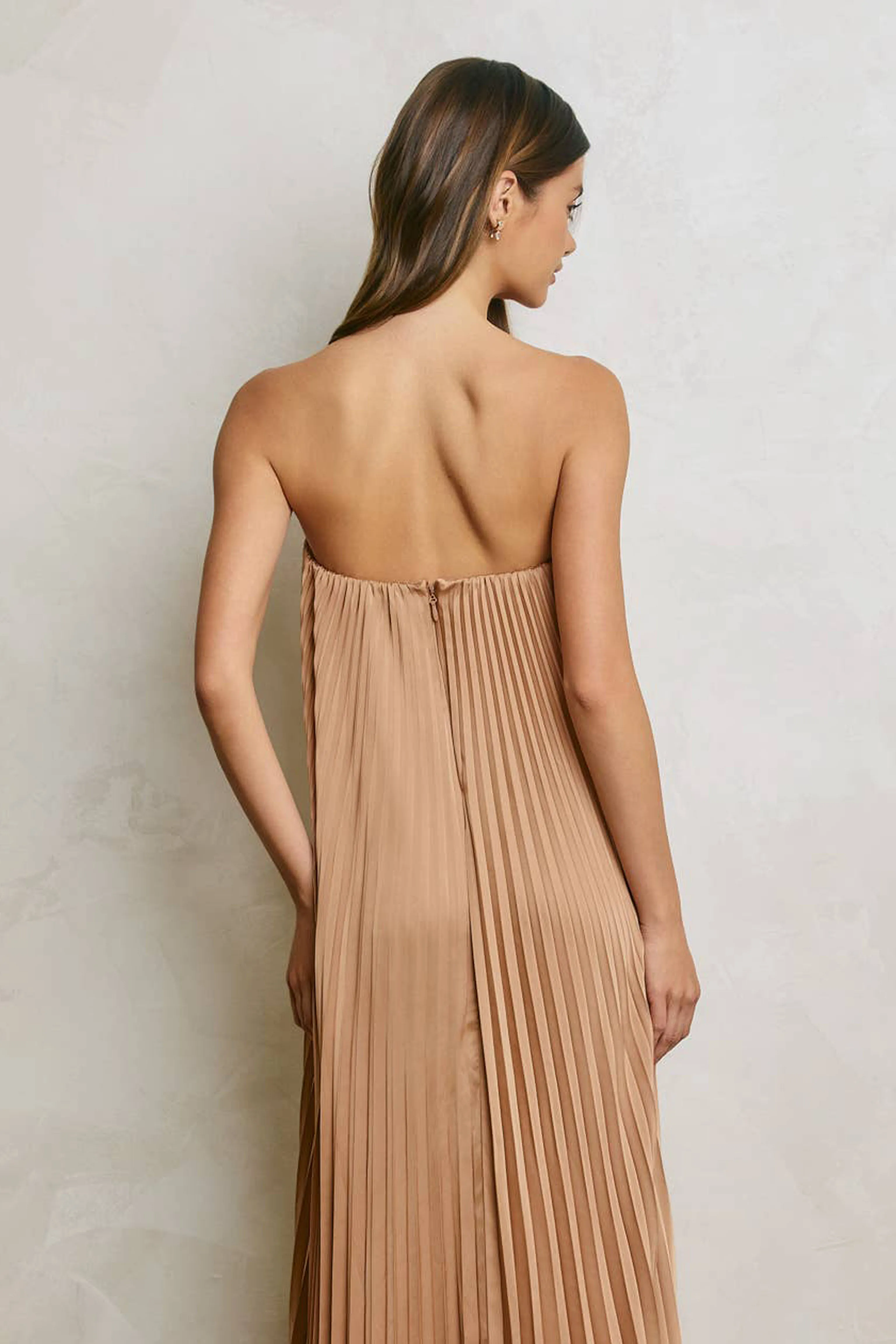 Pleated Satin Maxi Occasion Dress