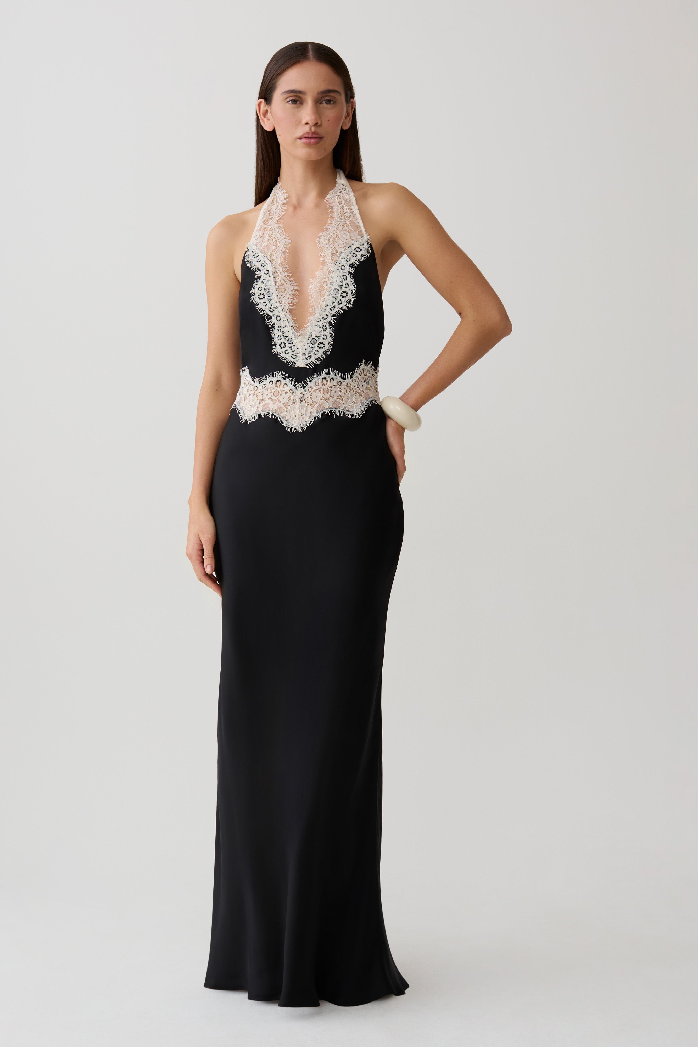 Louise Satin And Lace Maxi Dress