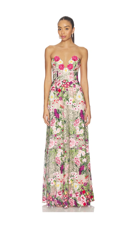Premium Embroidered Floral Maxi Evening Dress