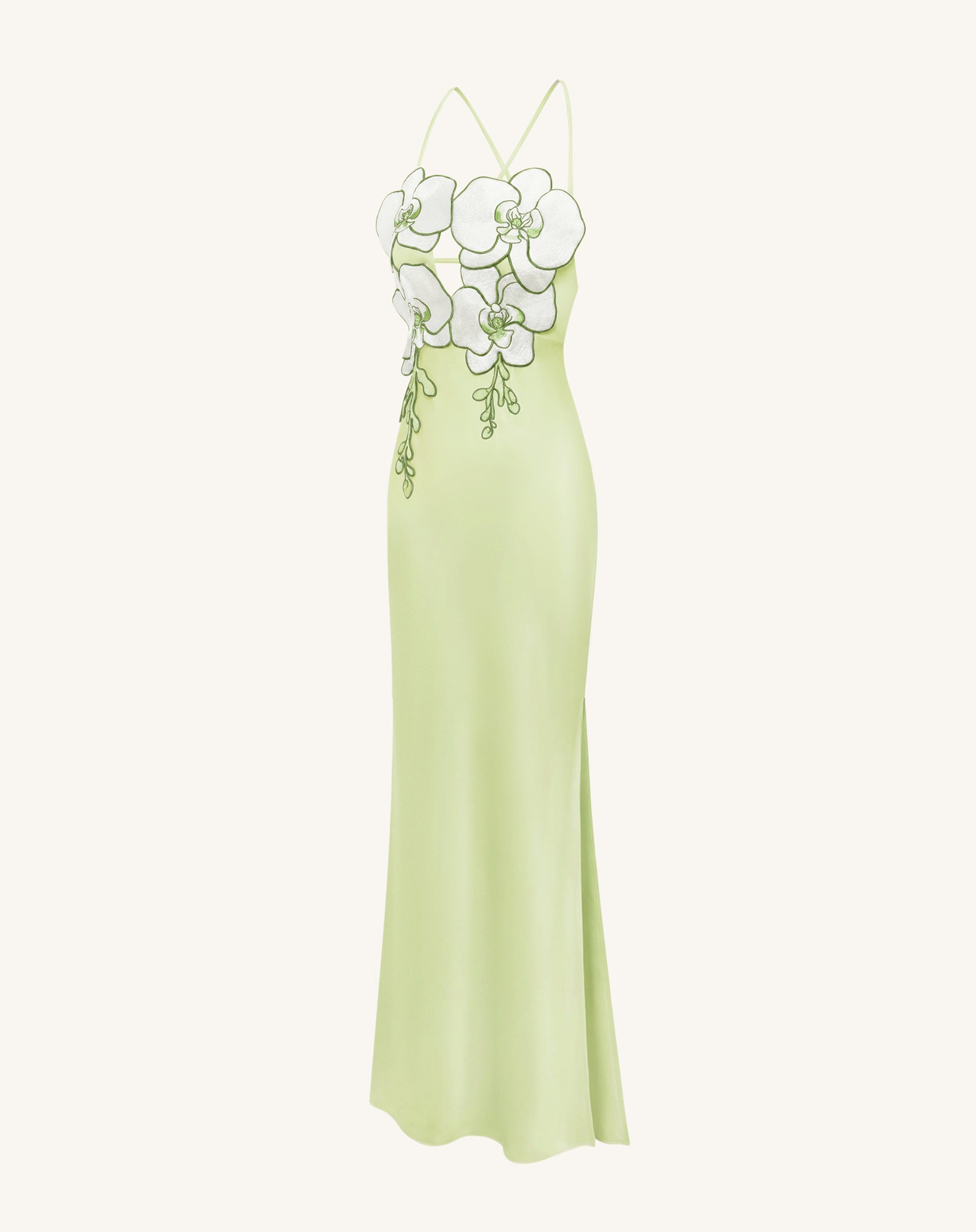 Orchid Embroidered Dress - Light Green