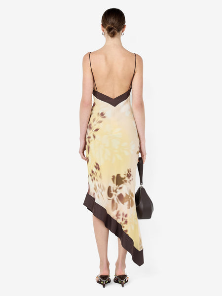 Blaise Asym Floral Satin Midi Dress