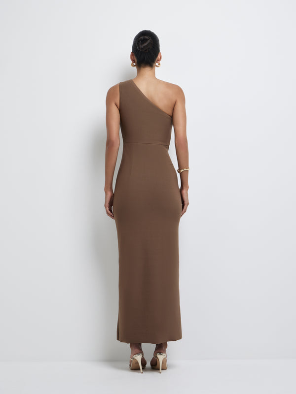 Chocolate One Shoulder Bodycon Dress
