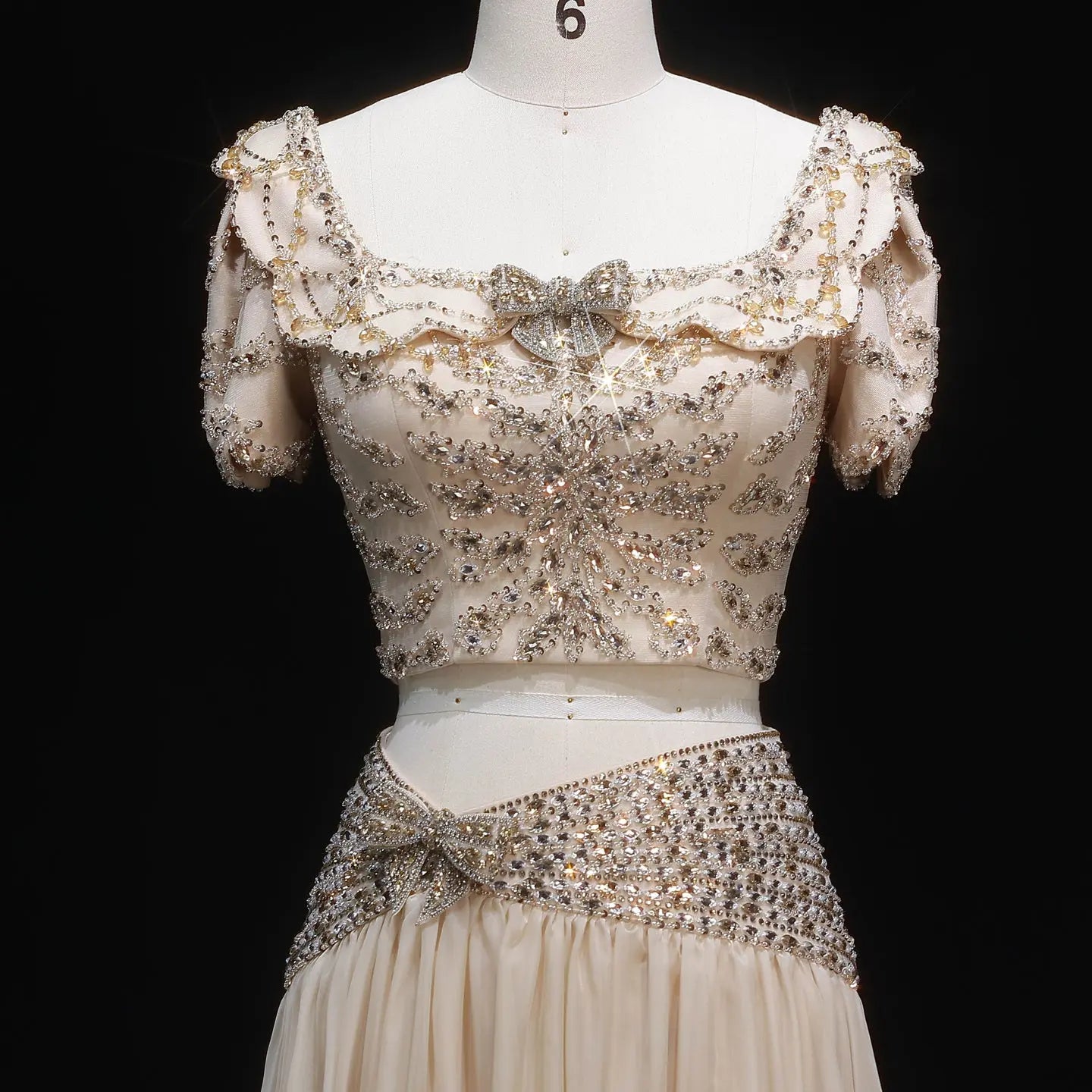 Champagne Beaded Two Piece Evening Dress SS544