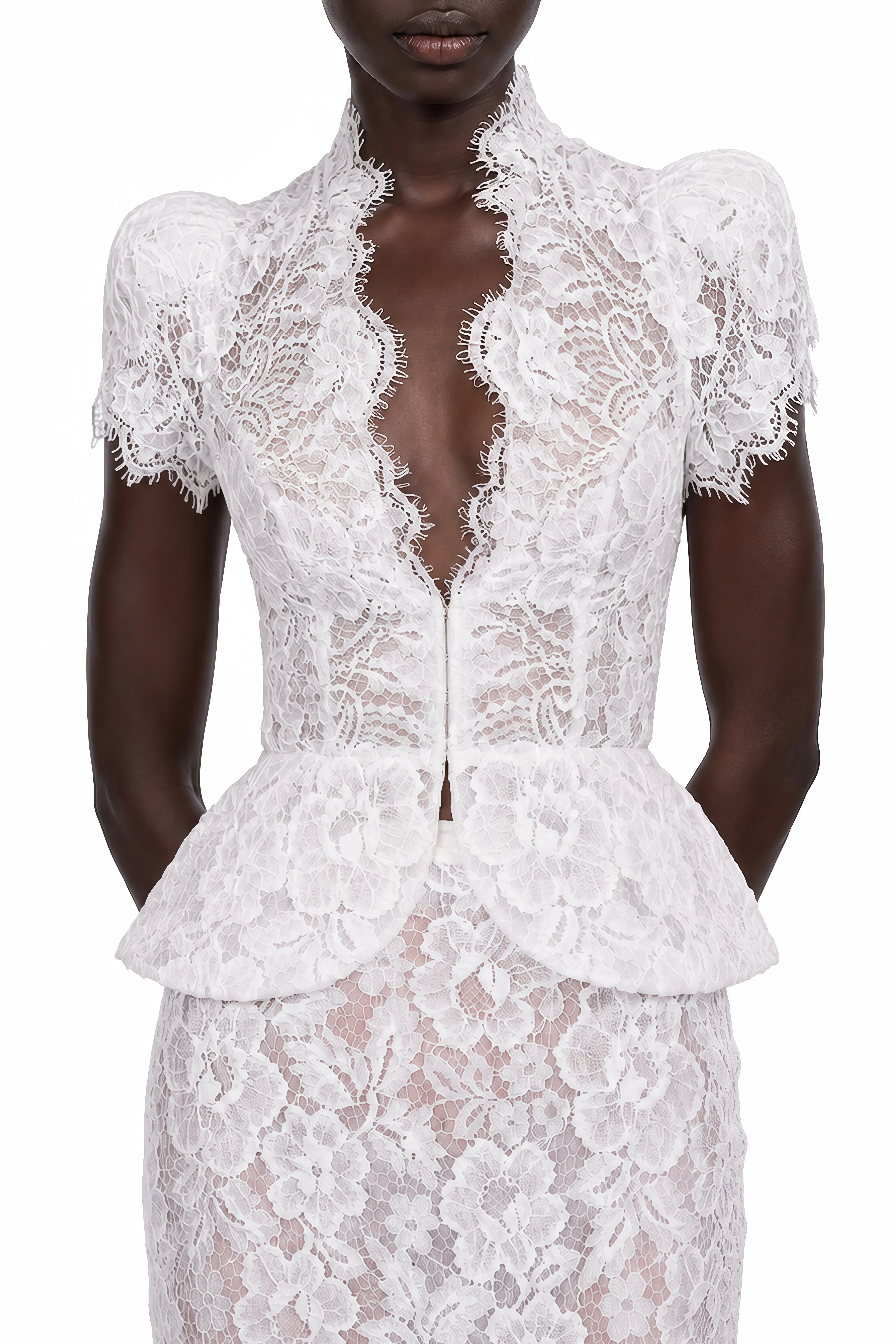 Cassiopeia White V-Neck Floral Print Top & Skirt Set