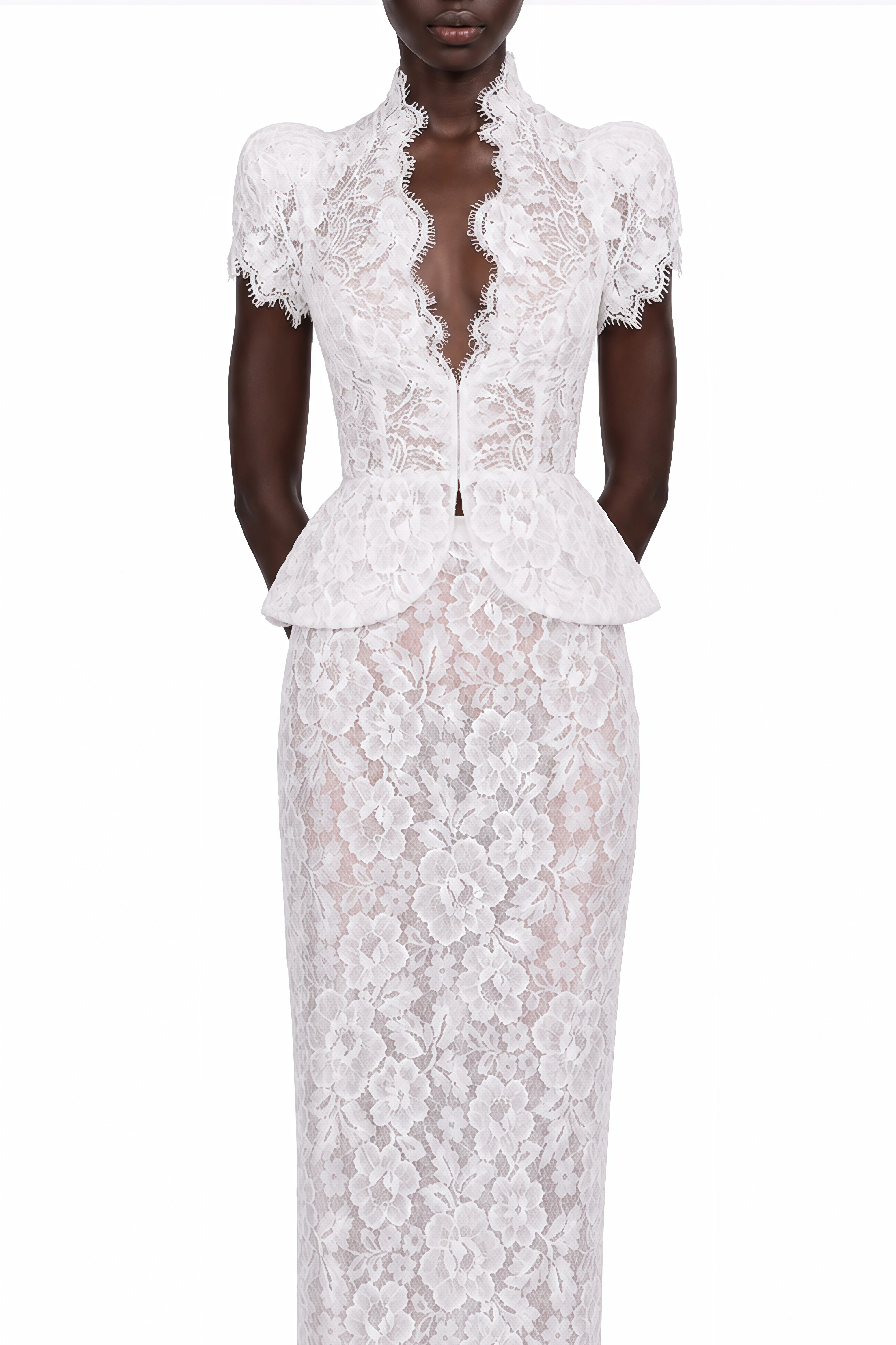 Cassiopeia White V-Neck Floral Print Top & Skirt Set