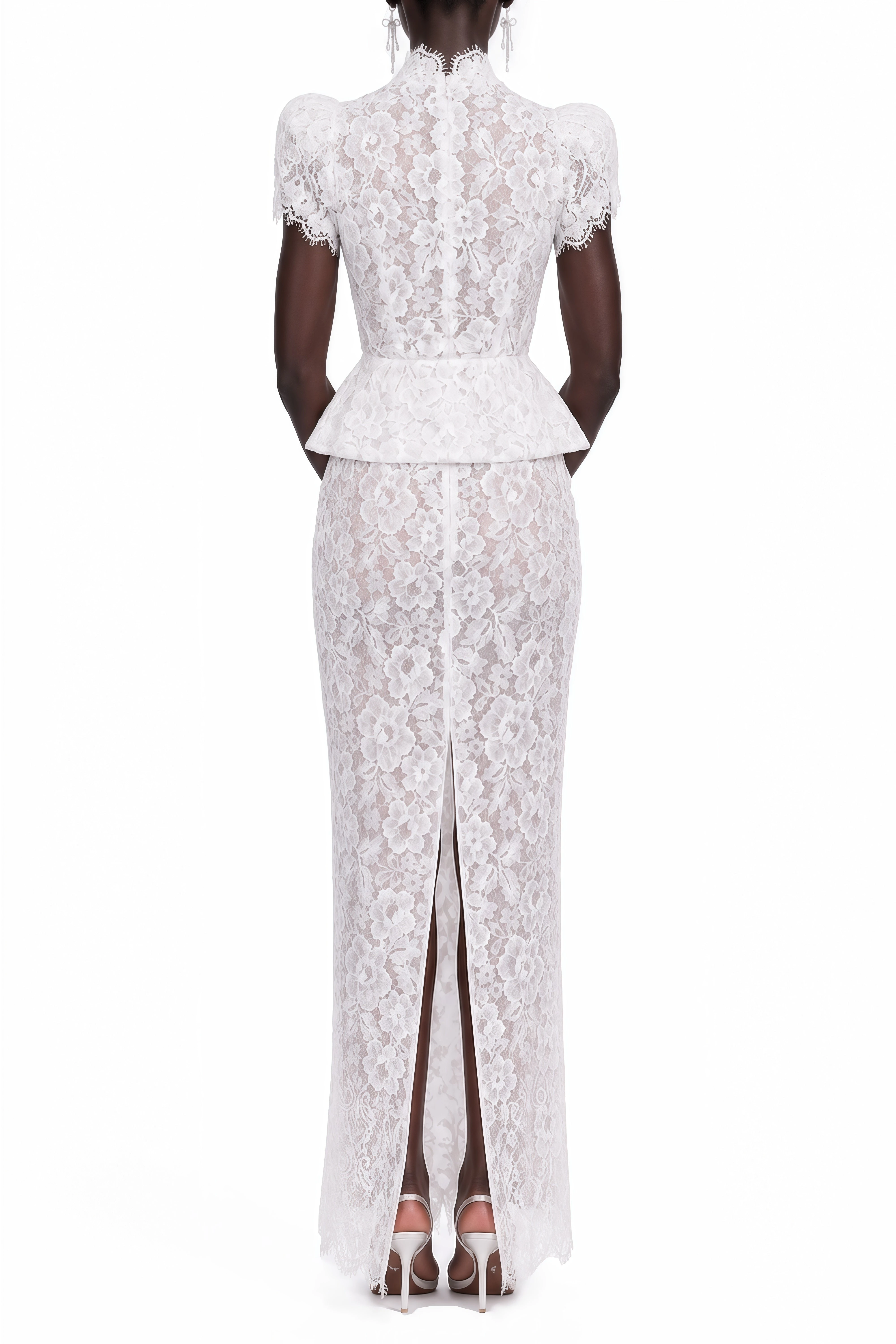 Cassiopeia White V-Neck Floral Print Top & Skirt Set
