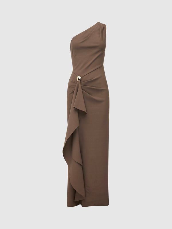 Chocolate One Shoulder Bodycon Dress