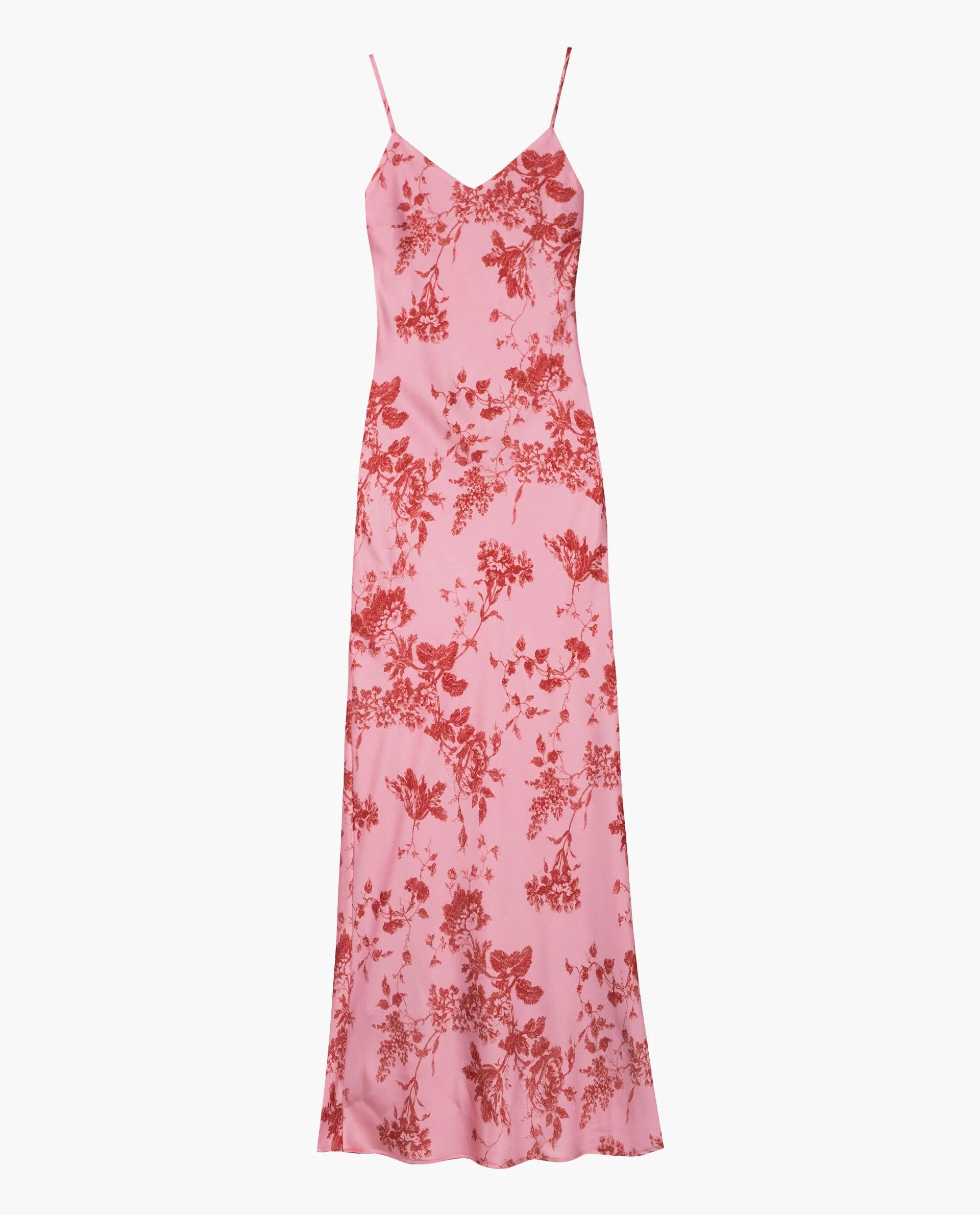 Spaghetti Strap Floral Satin Maxi Dress