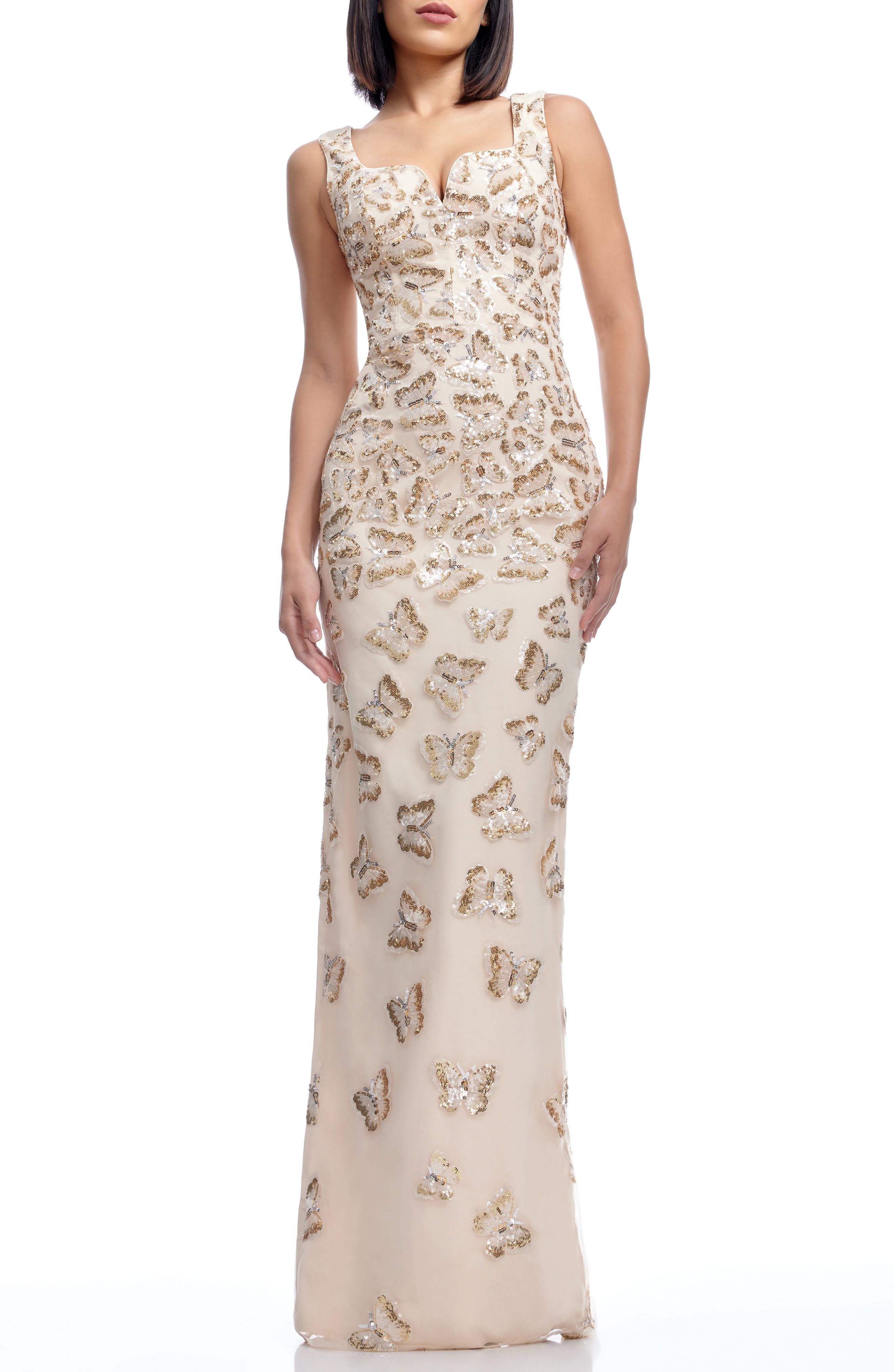 Goldie Sequin Butterfly Column Gown