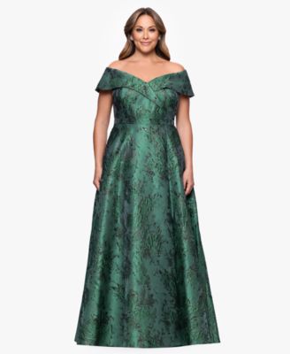 Women's Metallic Brocade Off-the-Shoulder Gown