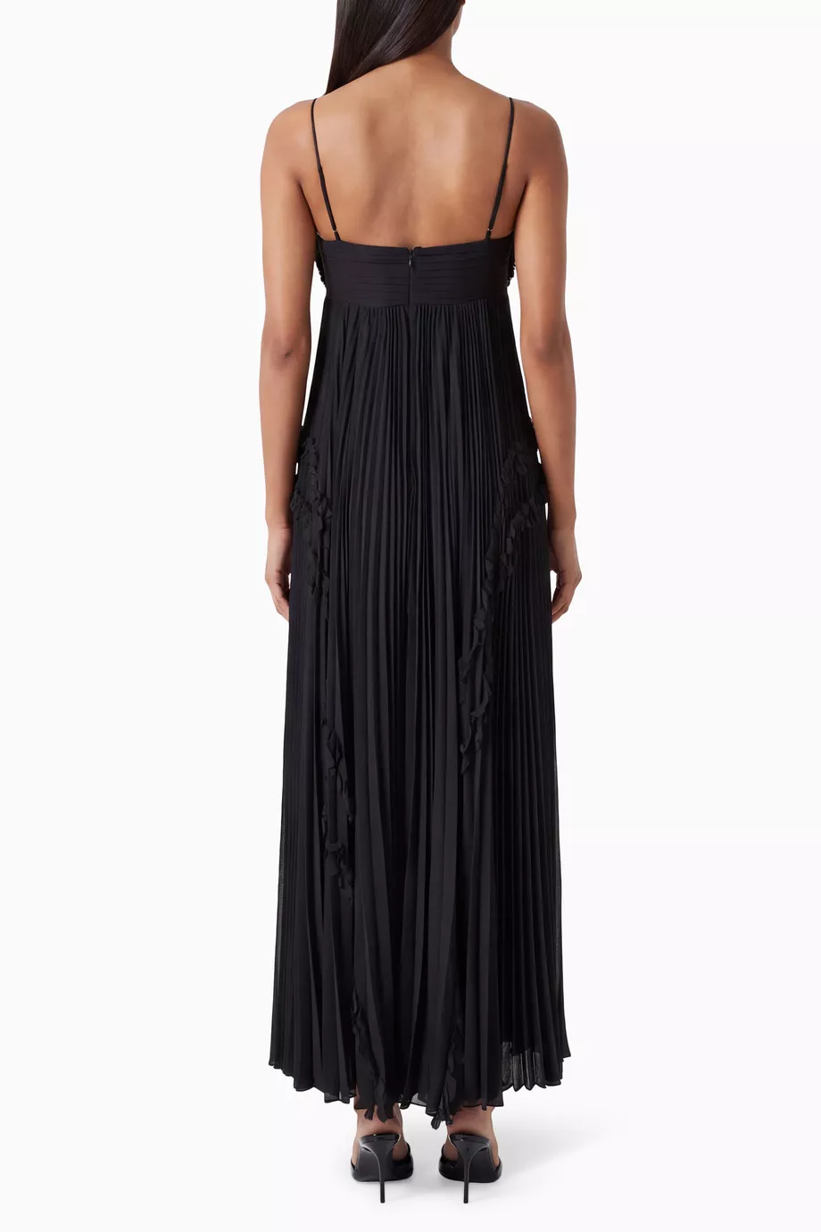Buy Alexis Black Odette Floral-appliqué Pleated Gown For Women Online | Ounass UAE