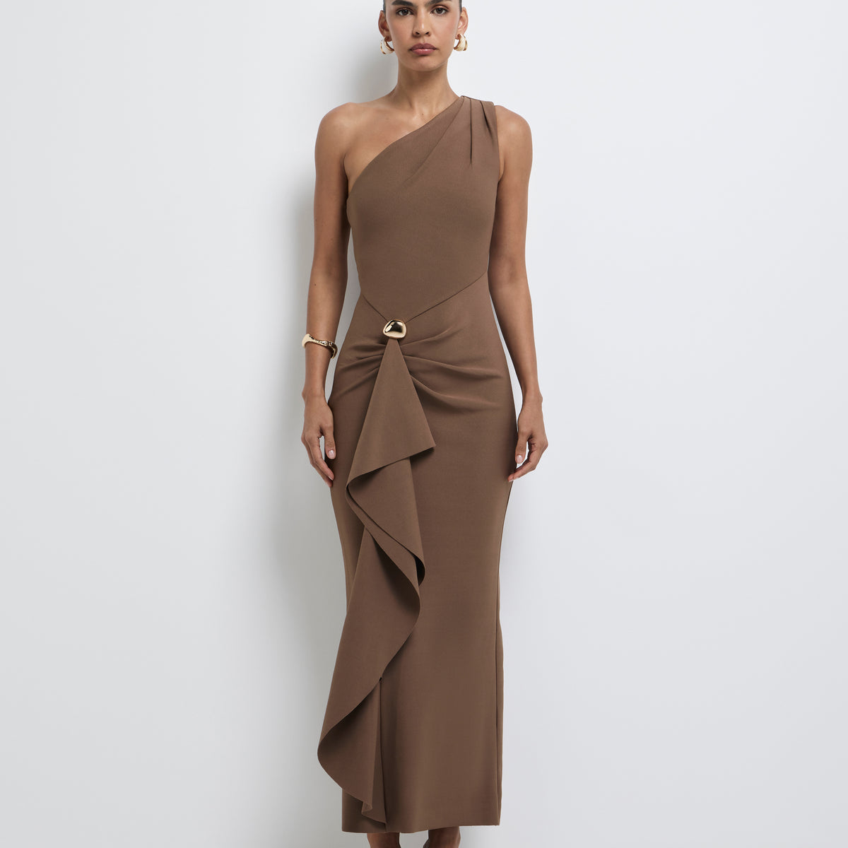 Chocolate One Shoulder Bodycon Dress