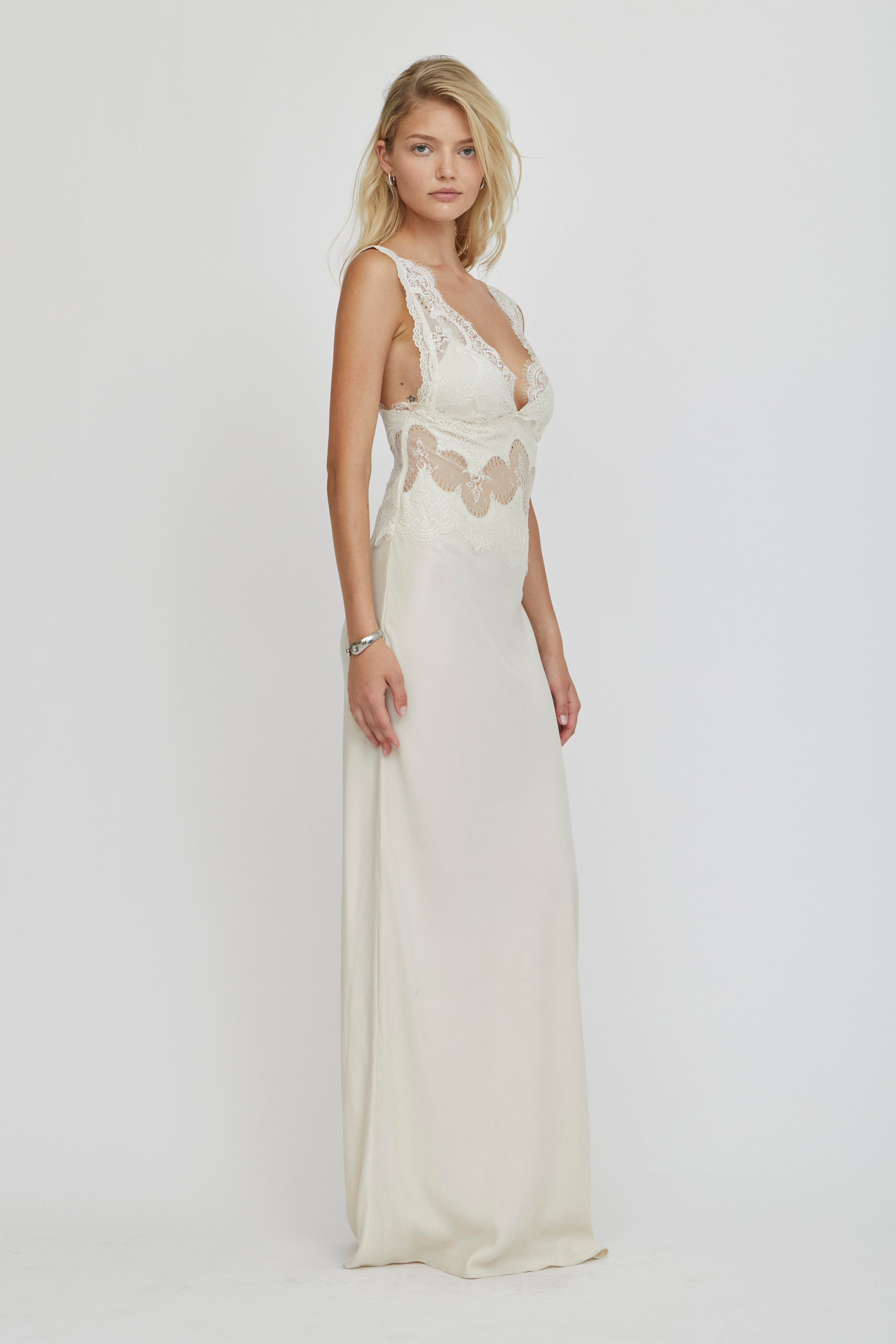 Visions Lace Floor Length Dress