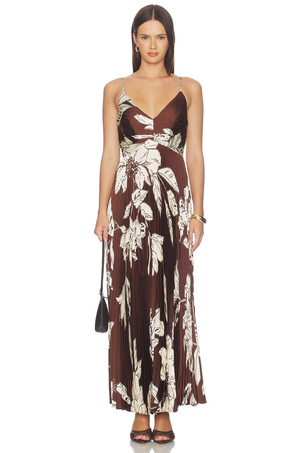 Pleated Floral Cami Maxi Dress