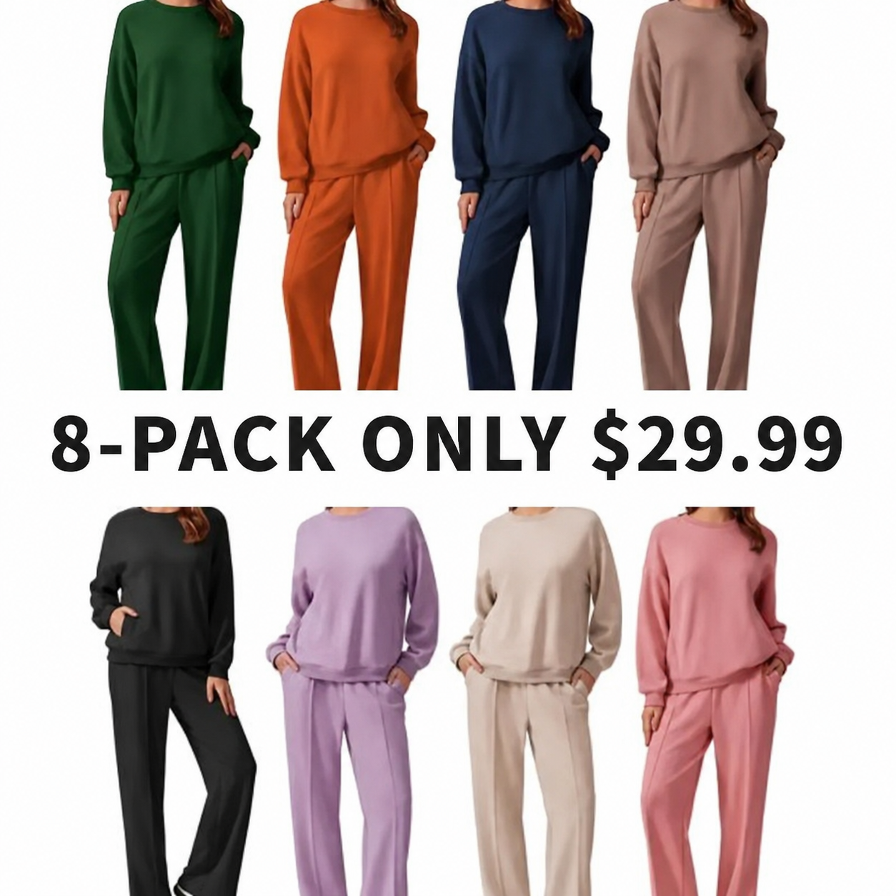 8-PACK ONLY $24🔥2-Piece Long Sleeve Sweatshirt🔥