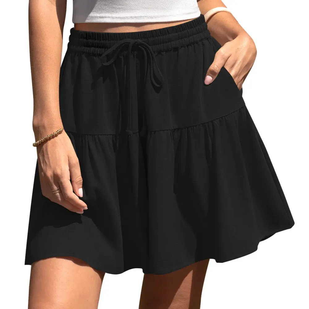 Final 3-Hour Sale🔥Womens Linen Blend Wide Leg Flowy Culotte Shorts Drawstring Loose Fit Summer Casual Lightweight Comfy Vacation Wear