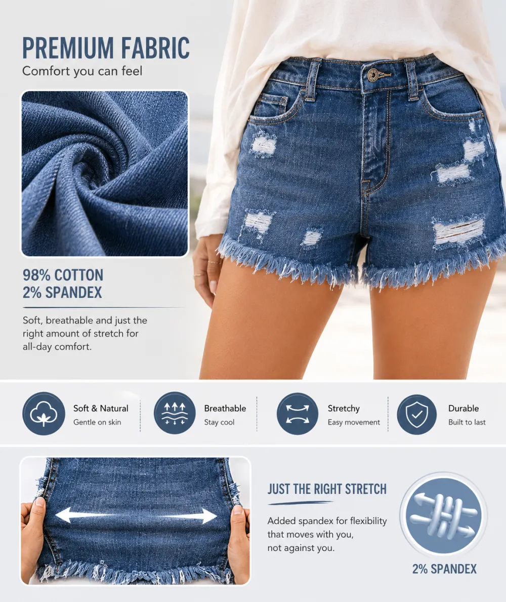 ⚡FINAL SALE⚡Women's Casual Mid Rise Denim Shorts