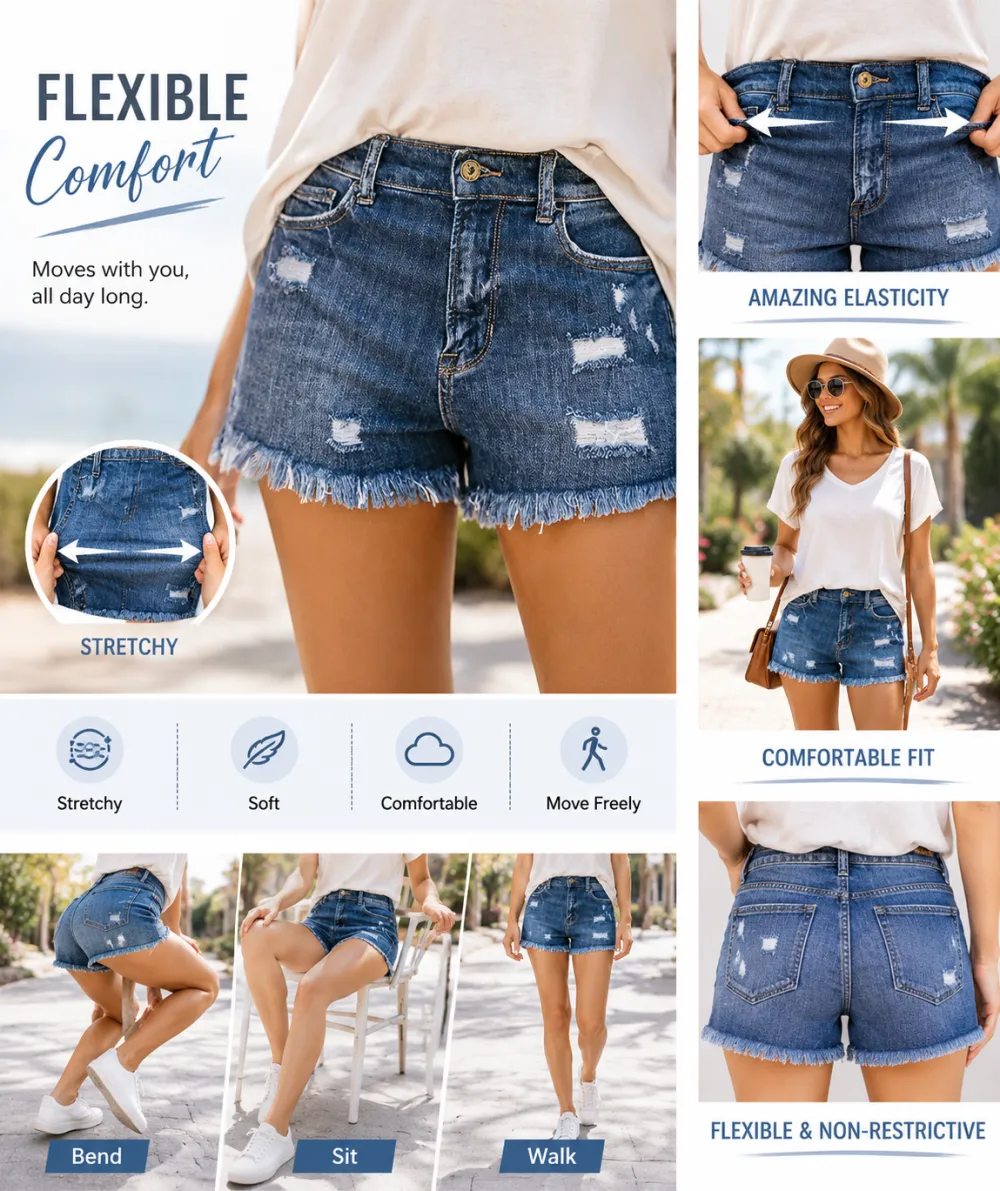 ⚡FINAL SALE⚡Women's Casual Mid Rise Denim Shorts