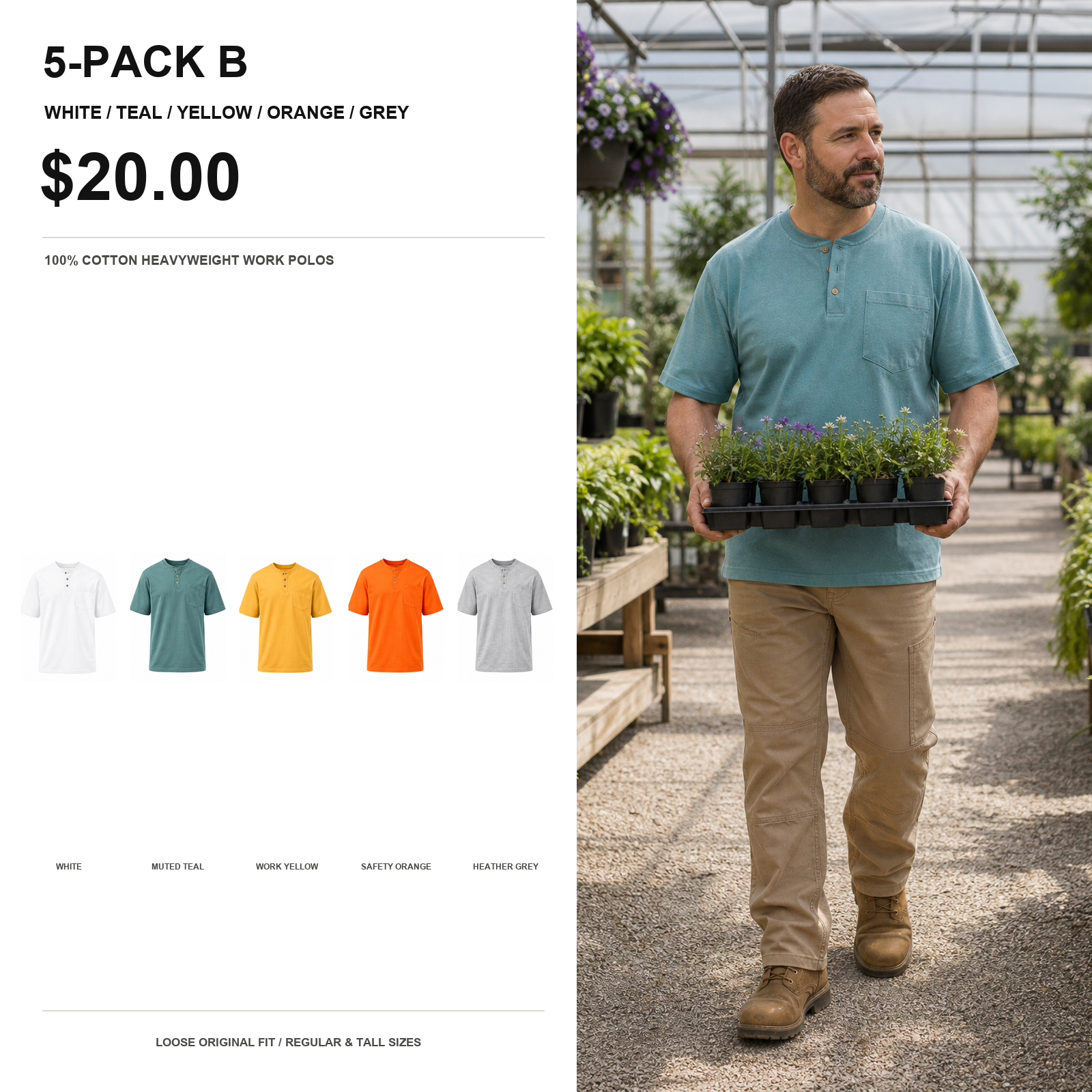 Men's Relaxed Heavyweight Pocket Polos - Extended Sizes
