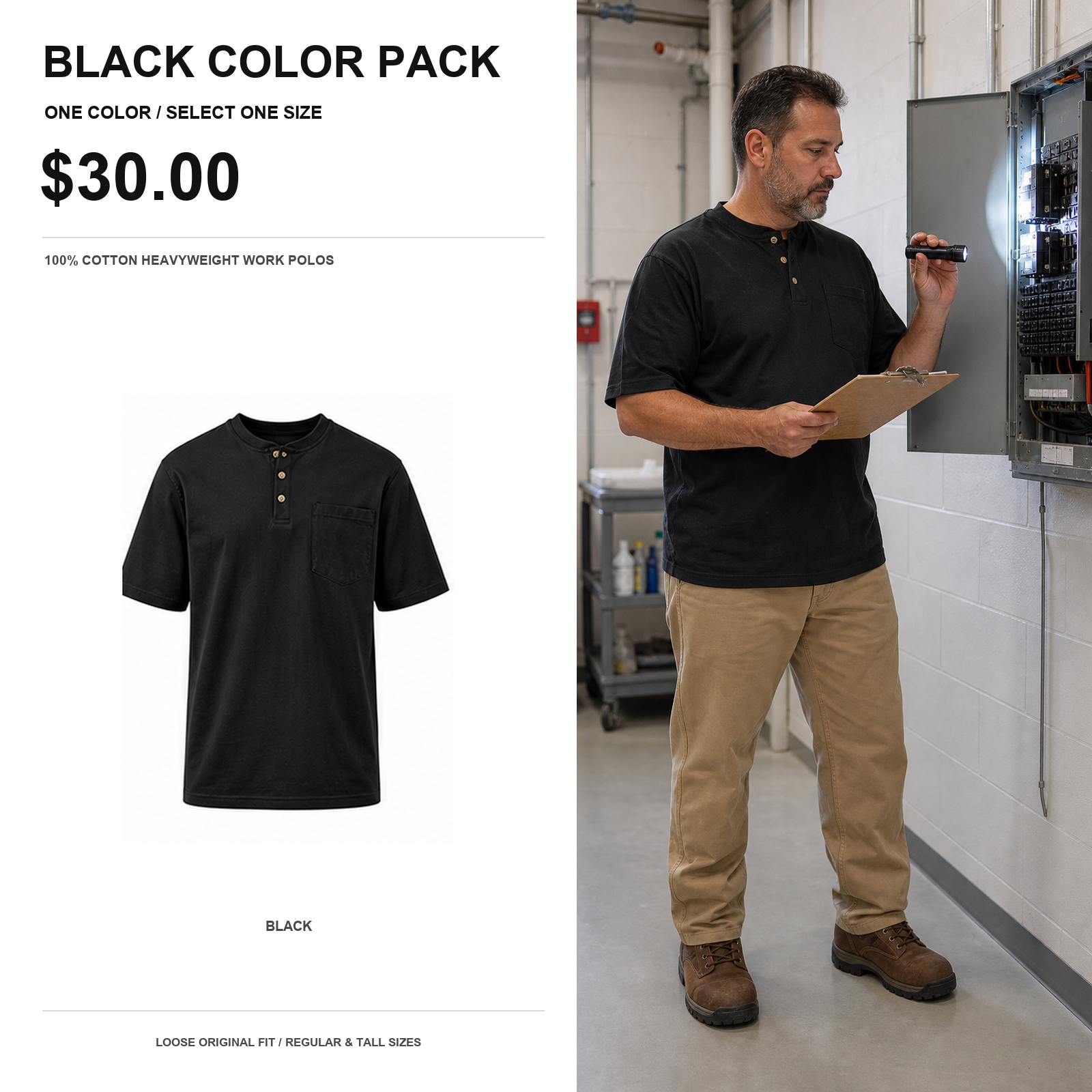 Men's Relaxed Heavyweight Pocket Polos - Extended Sizes