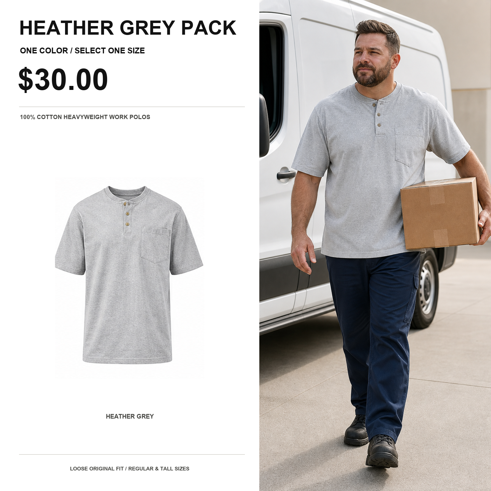Men's Relaxed Heavyweight Pocket Polos - Extended Sizes