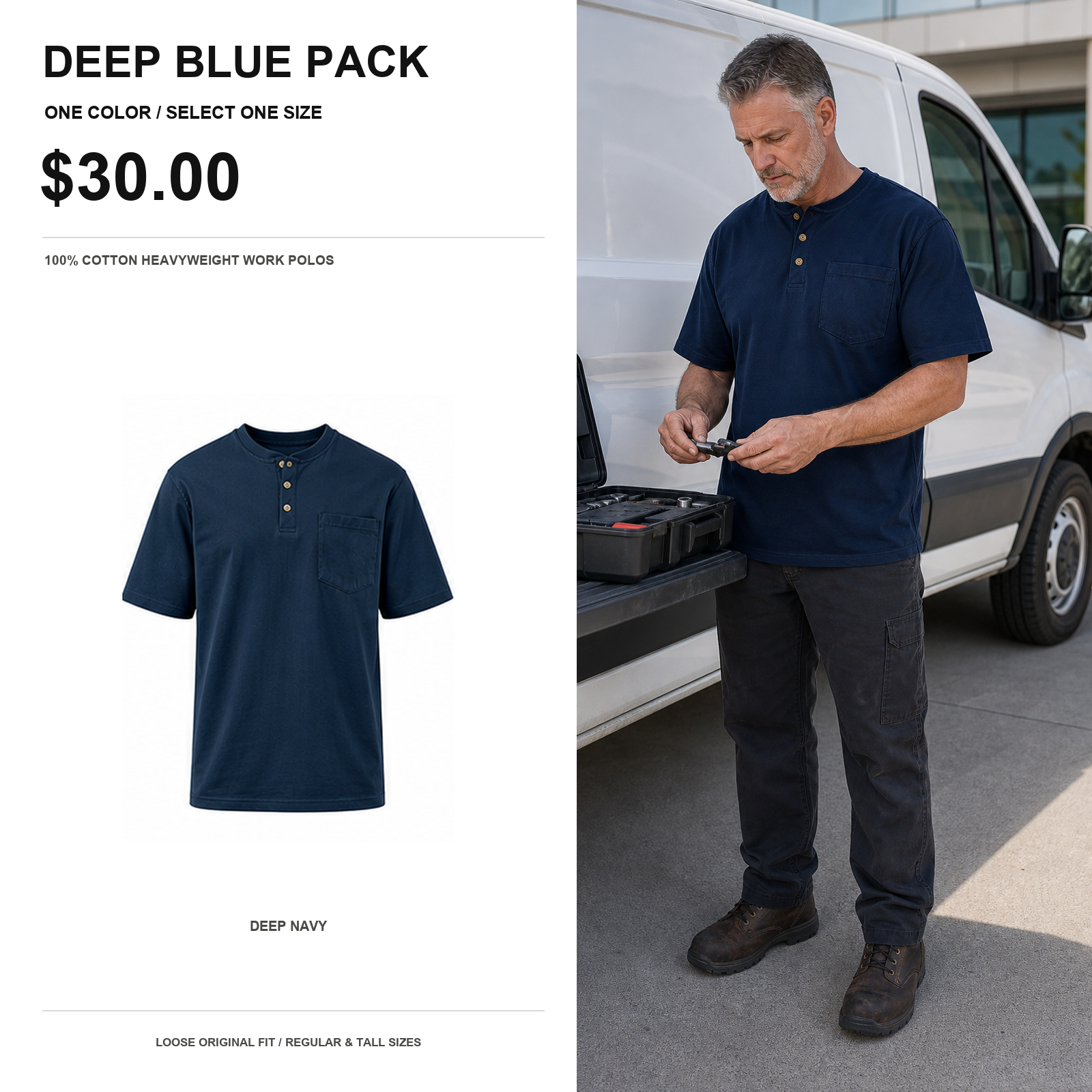 Men's Relaxed Heavyweight Pocket Polos - Extended Sizes