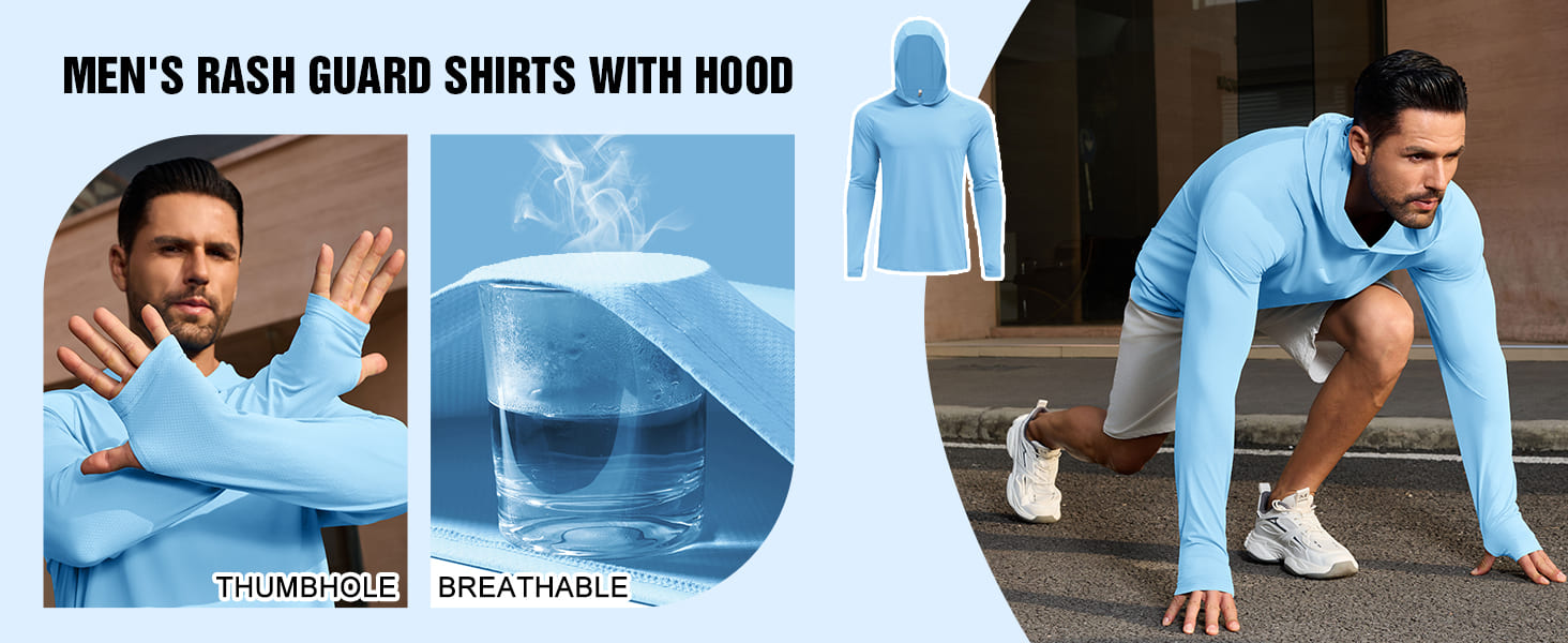 Mens Long Sleeve Sun Protection Hoodie Shirts