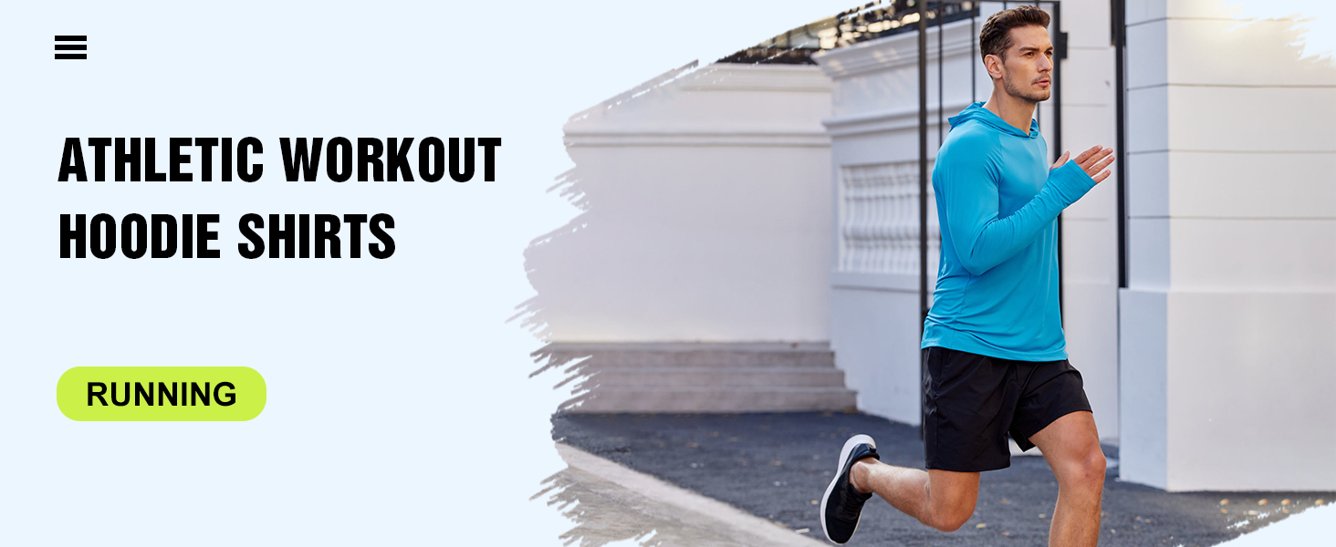 Mens Lightweight Quick Dry Running Hoodie Shirts