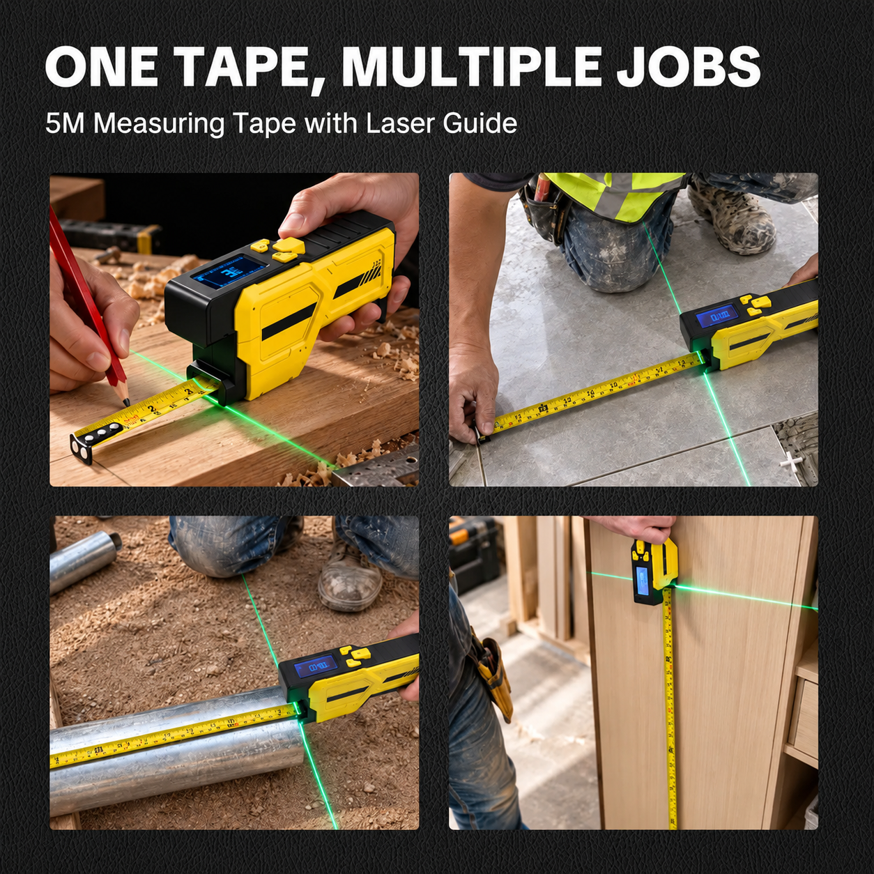 2-Pack 5M Digital Laser Tape Measure Set – 16.4FT, LCD Display, USB-C Rechargeable  复制英文标题