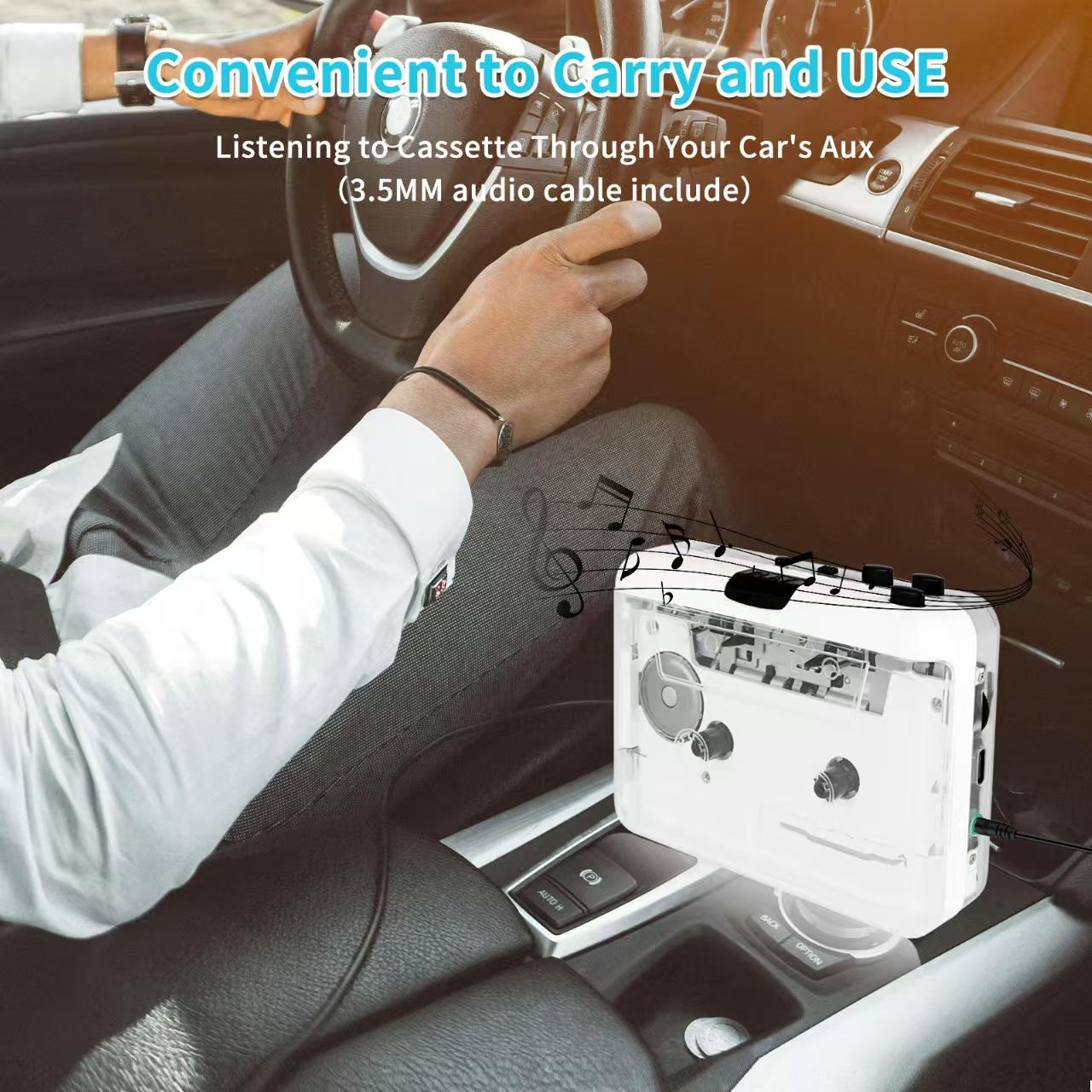 Transparent Radio & Cassette Player, USB Cassette Recorder, Tape-to-Digital Audio MP3 Converter, Push Button, Rechargeable, 3.5 mm Jack, PC-Powered for Music Lovers Rechargeable Radio