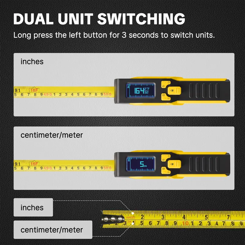 2-Pack 5M Digital Laser Tape Measure Set – 16.4FT, LCD Display, USB-C Rechargeable  复制英文标题