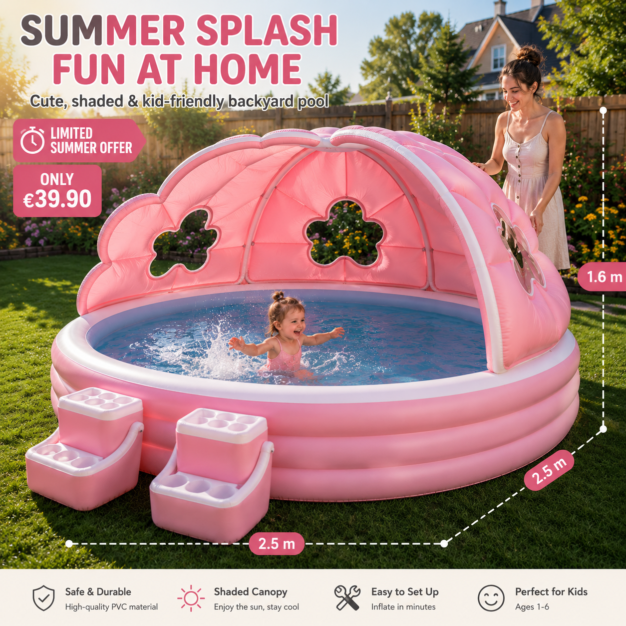 BloomShade™ Inflatable Kids Pool with Canopy