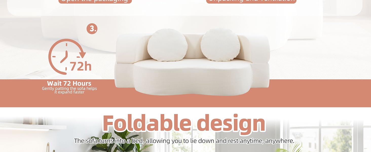 2-in-1 Floor Couch and Mattress Modern Boneless Loveseat Sleeper