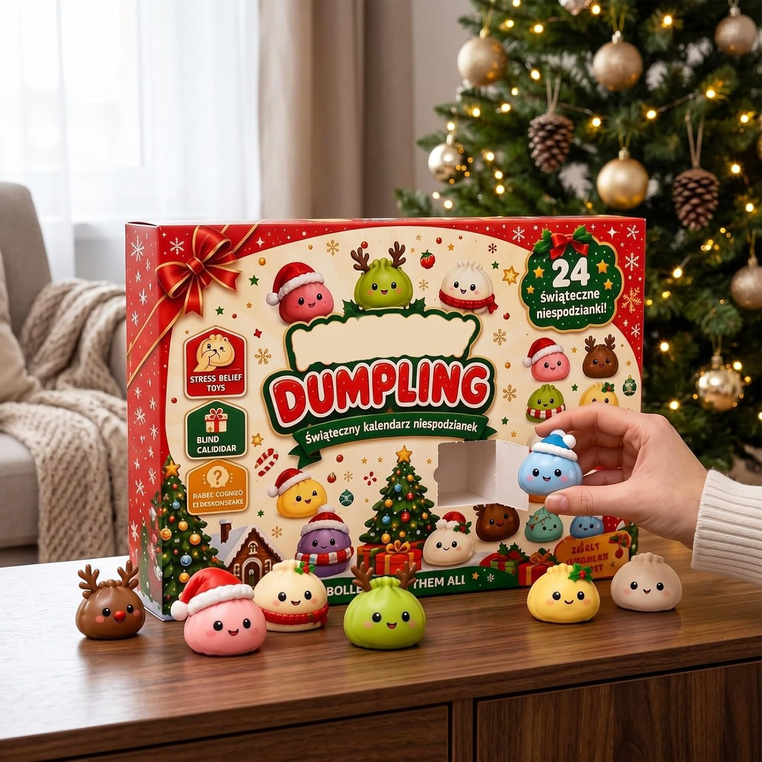 Christmas Squishies Advent Calendar 2026, 24 Days Dumpling Squishies Toys Countdown Calendar, Christmas Decor Jumbo Mini Glitter Squishie Squeezy Toys