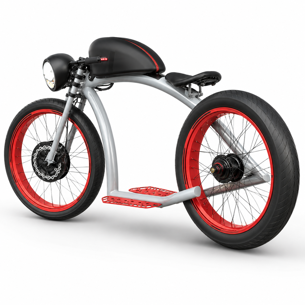 Urban Electric Cruiser Bike with Fat Tires, LED Headlight & Wide Foot Platform