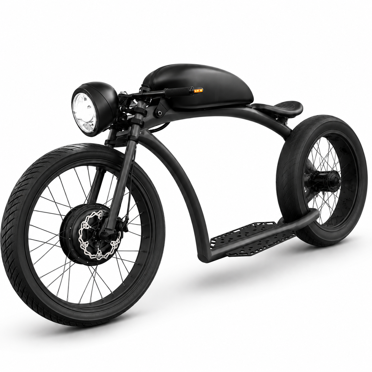Urban Electric Cruiser Bike with Fat Tires, LED Headlight & Wide Foot Platform