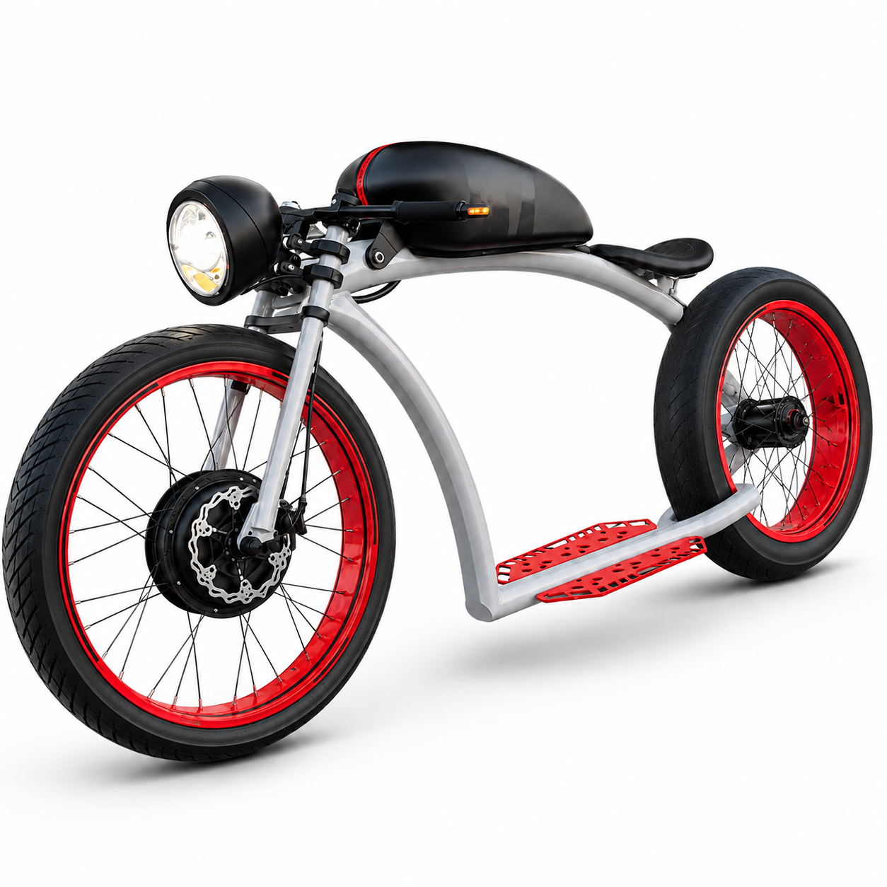 Urban Electric Cruiser Bike with Fat Tires, LED Headlight & Wide Foot Platform