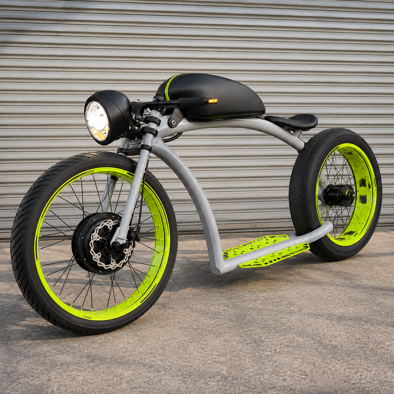 Urban Electric Cruiser Bike with Fat Tires, LED Headlight & Wide Foot Platform