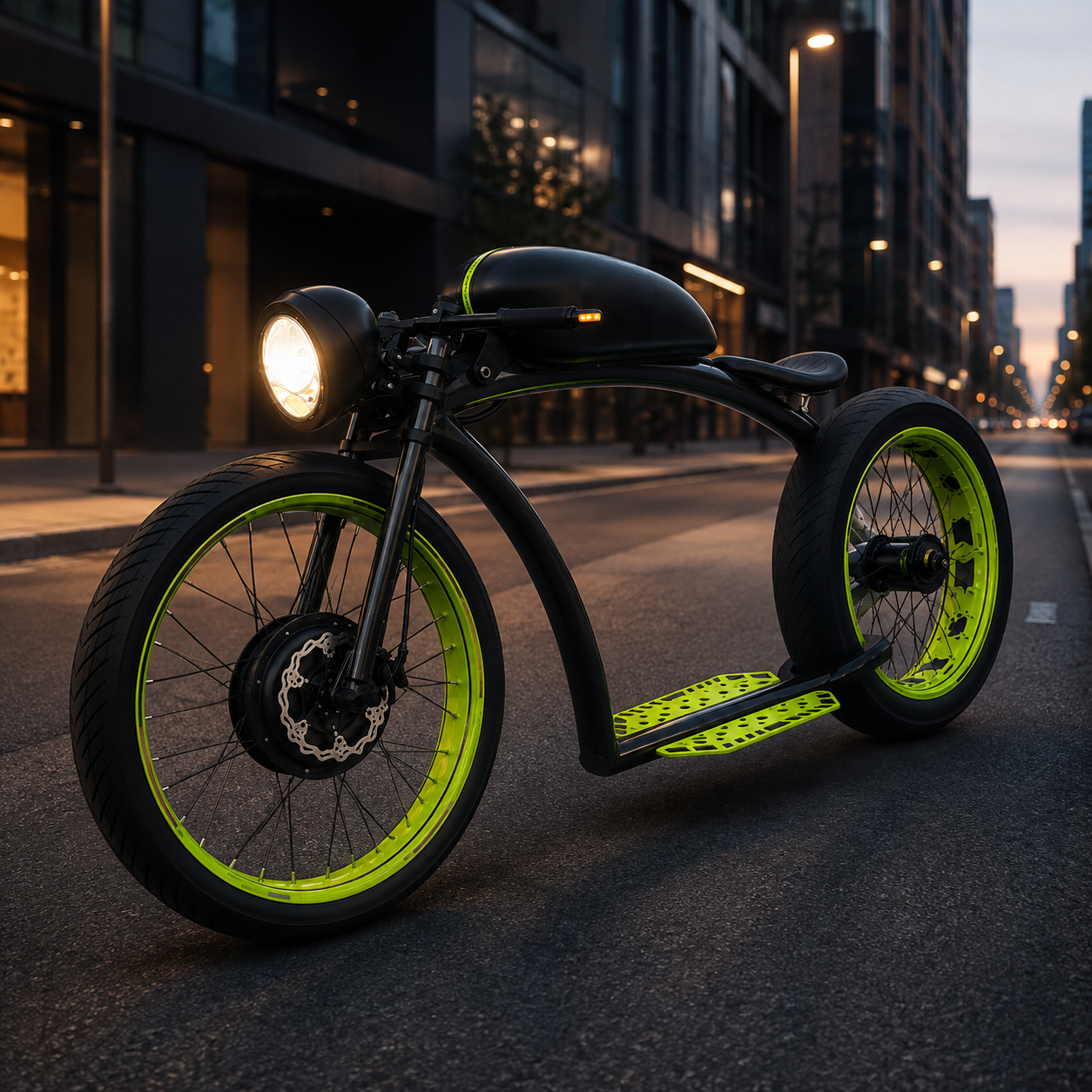 Urban Electric Cruiser Bike with Fat Tires, LED Headlight & Wide Foot Platform